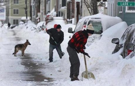 The digging-out effort was underway in South Boston Wednesday.
