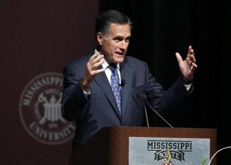 Mitt Romney spoke at Mississippi State University in Starkville, Miss., Wednesday.
