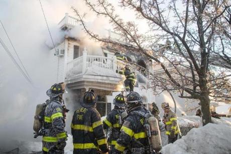 The Revere blaze was reported at 5:49 a.m.
