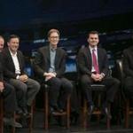 January 23, 2015, Ledyard, Connecticut: Boston Red Sox President & CEO Larry Lucchino, Chairman Tom Werner, Principal Owner John Henry, General Manager Ben Cherington, and Manager John Farrell speak at the fifth annual NESN Town Hall during the Red Sox Winter Weekend at Foxwoods Resort and Casino in Ledyard, Connecticut Friday, January 23, 2015. (Photo by Billie Weiss/Boston Red Sox)