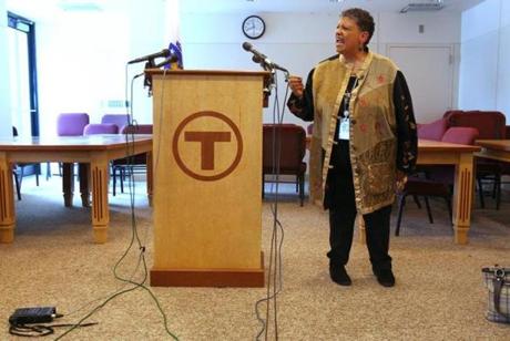 Beverly Scott, general manager of the MBTA, was often fiery in her response to questions about T operations and her performance Tuesday.
