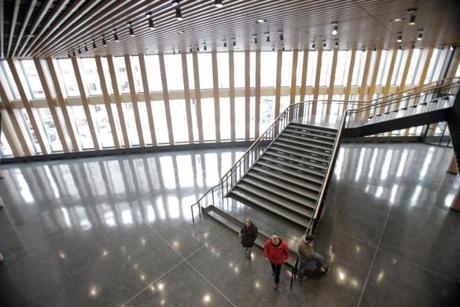 Boston officials Thursday gave a sneak peak inside the Bolling Building, which will become the administrative headquarters of the Boston Public Schools when it opens this spring.
