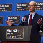 Feb 14, 2015; New York, NY, USA; NBA commissioner Adam Silver speaks at a press conference at Barclays Center. Mandatory Credit: Brad Penner-USA TODAY Sports
