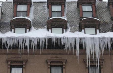 Potentially dangerous icicles have formed on buildings in Boston.

