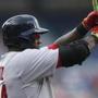 Boston Red Sox' David Ortiz (34) gets loose before batting against Atlanta Braves in the first inning of a baseball game Tuesday, May 27, 2014 in Atlanta. (AP Photo/John Bazemore)