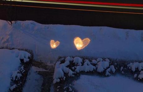 Heart-shaped snow.
