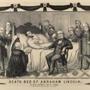An engraving of the deathbed of Abraham Lincoln, by J. L. Magee, Philadelphia, 1865.