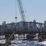 A 250-foot-long span of the Long Island Bridge was removed Wednesday.