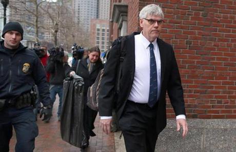 Timothy Watkins, an attorney for Dzhokhar Tsarnaev, arrived at the court.
