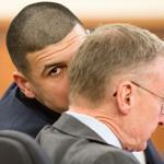 Aaron Hernandez (left) spoke with his attorney, Charles Rankin, during the murder trial.