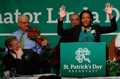State Senator Linda Dorcena Forry hosted the St. Patrick?s Day breakfast at the Boston Convention & Exhibition Center.
