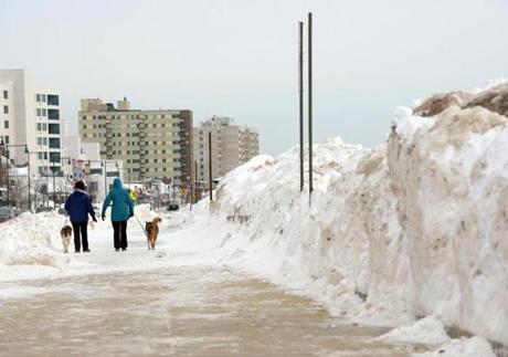 Revere Beach was covered with snow in mid-February, and more was on the way.
