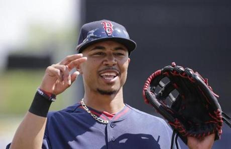 Mookie Betts has looked good batting leadoff and playing center field. (AP Photo/Kathy Willens)
