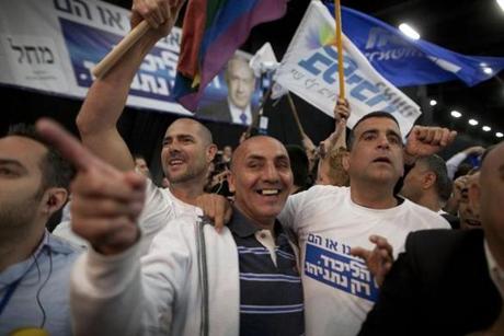 Supporters of Israeli Prime Minister Benjamin Netanyahu celebrated as election results came in.
