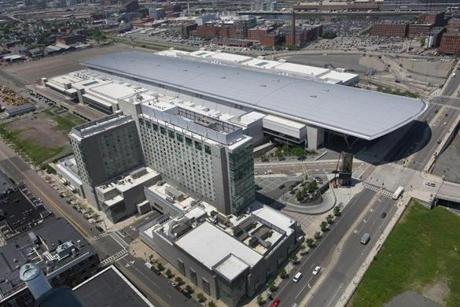 The new hotel complex would be built across from the Boston Convention & Exhibition Center.
