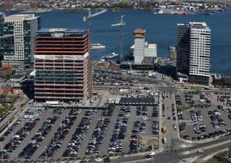 A view last fall of a disap-pearing resource  ? surface parking lots ? in the Seaport District in South Boston.
