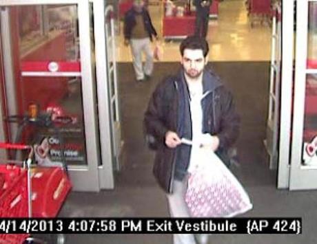 Tamerlan Tsarnaev was seen leaving a Target store in Watertown the day before the Marathon bombing.
