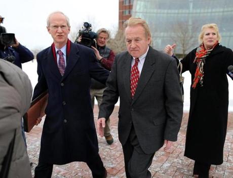Former Chelsea housing head Michael McLaughlin departed Moakley Federal Court after a hearing on Feb. 19, 2013.
