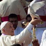 Pope Francis freed a dove in Madhu, Sri Lanka, in January.
