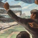An oil on canvas painting by Edward Laning titled ?Saturday Afternoon At Sportsman?s Park.?