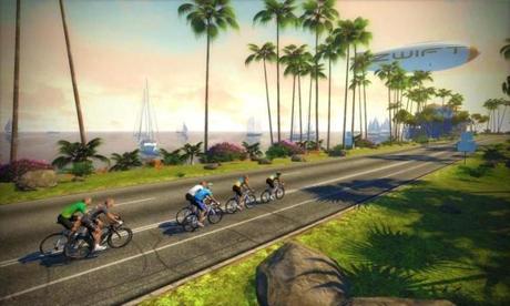 Cycling a Zwift Island route you can join from home.
