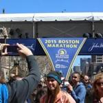 People flocked to the Boylston Street stretch of the Marathon course on Sunday, with many minds on Monday?s race and the desire to push past the memories of the 2013 attacks.