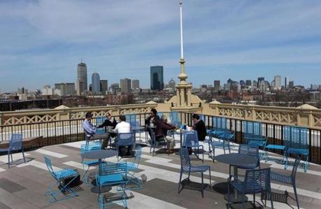 The school system?s new headquarters in Dudley Square offers city views from a roof deck.
