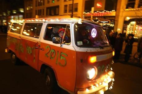 A VW Bus took part in the First Night parade on Dec. 31.
