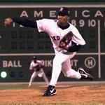 7/13/99--Boston,Ma.--Pedro Martinez pitches while Nomar Garciaparra at shortstop, first inning of the All Star Game, 1999. - Library Tag 12251999 Sports Library Tag 12142004 Sports
