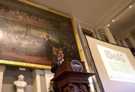Boston Mayor Martin Walsh spoke at Faneuil Hall on Wednesday
