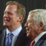 NFL commissioner Roger Goodell (left) and Patriots owner Robert Kraft have worked closely on the NFL broadcast committee, but there may be friction between them now.