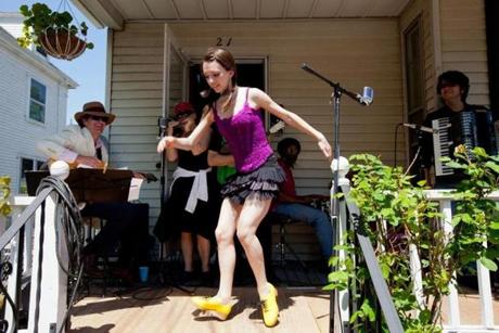 Demi Remick danced  during Somerville Porchfest 2011. 
