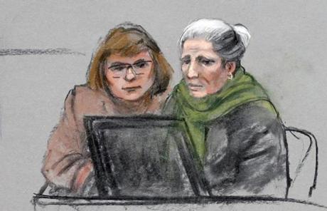Shakhruzat Suleimanova (right) an aunt of Dzhokhar Tsarnaev, testified for the defense.
