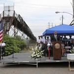 Secretary of Transportation Anthony Foxx spoke in Philadelphia on Sunday during a service of reflection near the site of an Amtrak train crash.