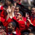  Boston University graduates (above) celebrated during commencement ceremonies at Nickerson Field Sunday.