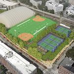 A deal that Northeastern struck with Boston calls for the school  to fix up a public park, building a football-baseball field plus a second field that can be enclosed with a bubble during winter.
