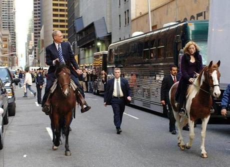 David Letterman and Madonna rode horses in Manhattan in 2005.
