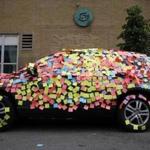 Headmaster Anne Clark?s car was covered in sticky notes.