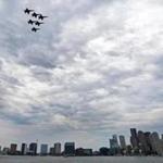 The Blue Angels flew over Boston on Tuesday. 