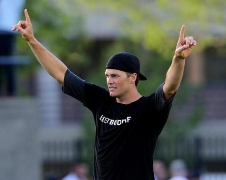 Cambridge, MA - 05/29/15 - Tom Brady's Best Buddies event/football game at Harvard Stadium. - (Barry Chin/Globe Staff), Section: Sports, Reporter: Shalise Manza Young, Topic: 30Patriots, LOID: 8.1.1009129288. 
