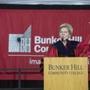 Senator Elizabeth Warren told Bunker Hill graduates that she was the first member of her family to attend to college. 