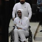 Mohamed Soltan, 27, was wheeled to a Cairo court while on a hunger strike in March. He has now been released. 