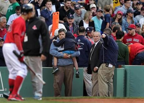 Larry Lucchino, president and CEO of the Boston Red Sox, was at the scene where a woman was struck by a broken bat at Fenway Park.

