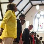 Pastor Liz Walker led parishioners in prayer during a youth-led service at Roxbury Presbyterian Church on Sunday. The sermon was on resisting getting caught up in gangs.