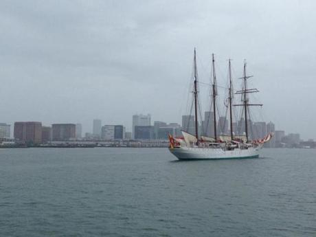 The Juan Sebastian De Elcano sailed into Boston.
