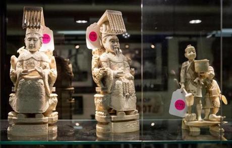 With no proof of the ivory?s age, a Beverly auction house canceled the sale of these figurines. 
