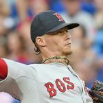 Clay Buchholz, who won his 10th game at the Rogers Centre, works against the Blue Jays during the first inning. 