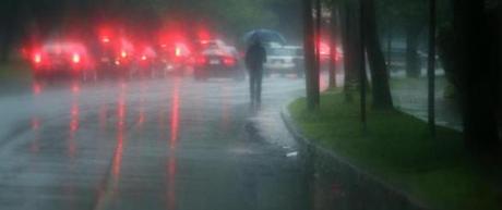 Storms brought heavy rain to Boston on Wednesday.
