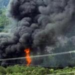 Smoke and flames erupted after the derailment of a freight train near Maryville, Tenn. 