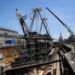 The USS Constitution, the oldest commissioned ship afloat in the Navy ? it was launched in 1797 and earned its nickname ?Old Ironsides? in the War of 1812 ? is in the midst of a three-year restoration at Dry Dock 1 at the Charlestown Navy Yard. 